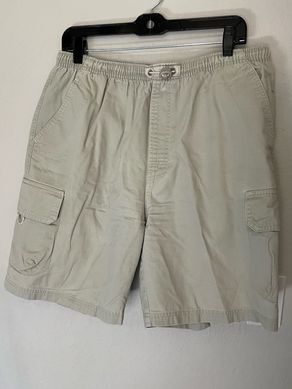 Gear For Sports Light Khaki 100% Cotton Toggle Elastic Waist Cargo Shorts Size L